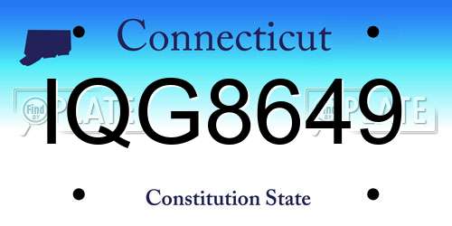 IQG8649 Connecticut License Plate