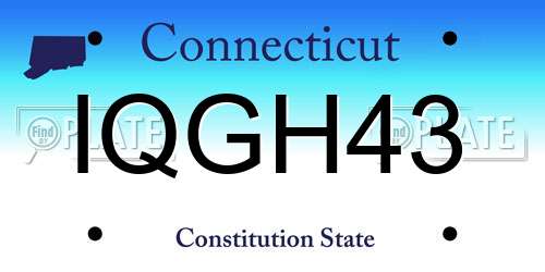 IQGH43 Connecticut License Plate