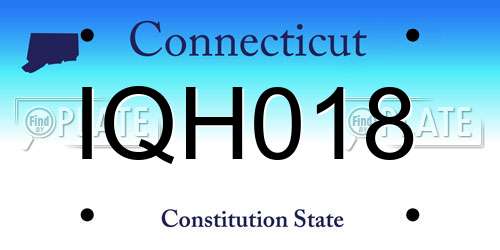 IQH018 Connecticut License Plate