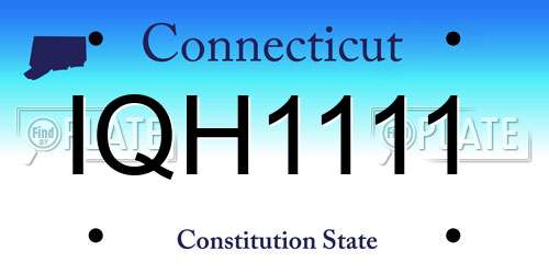 IQH1111 Connecticut License Plate