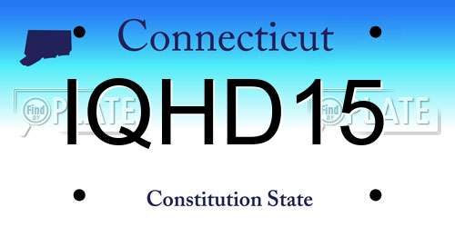 IQHD15 Connecticut License Plate