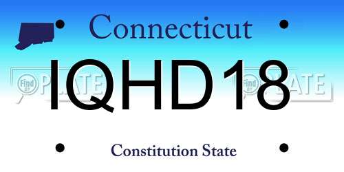IQHD18 Connecticut License Plate