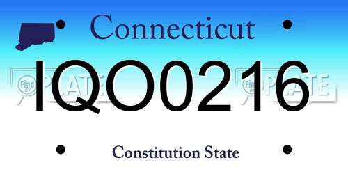 IQO0216 Connecticut License Plate