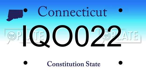 IQO022 Connecticut License Plate