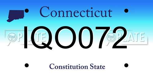 IQO072 Connecticut License Plate
