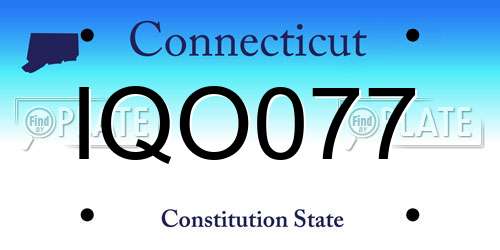 IQO077 Connecticut License Plate