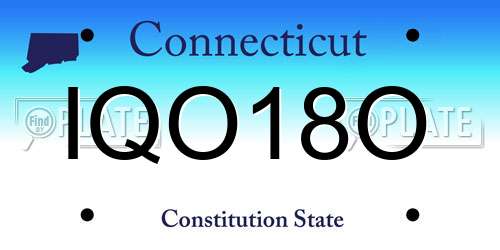 IQO18O Connecticut License Plate