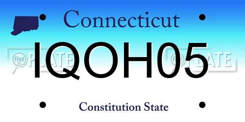 IQOH05 Connecticut License Plate