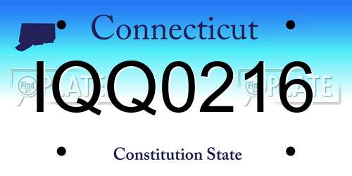 IQQ0216 Connecticut License Plate