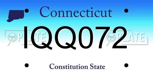 IQQ072 Connecticut License Plate