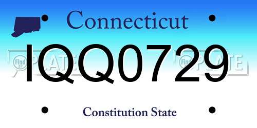 IQQ0729 Connecticut License Plate