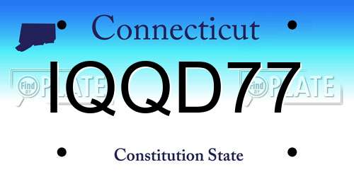 IQQD77 Connecticut License Plate