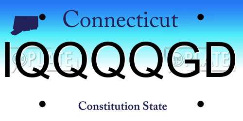 IQQQQGD Connecticut License Plate