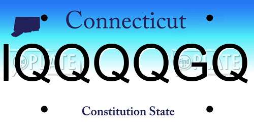 IQQQQGQ Connecticut License Plate