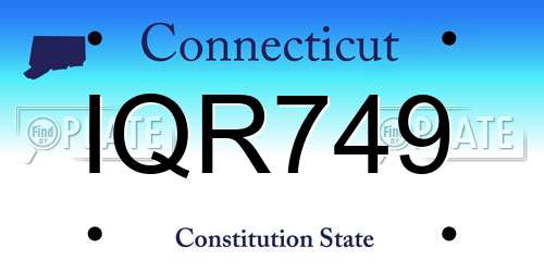 IQR749 Connecticut License Plate