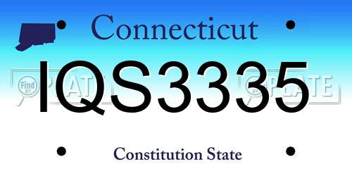 IQS3335 Connecticut License Plate