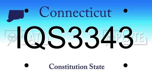 IQS3343 Connecticut License Plate