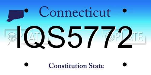 IQS5772 Connecticut License Plate