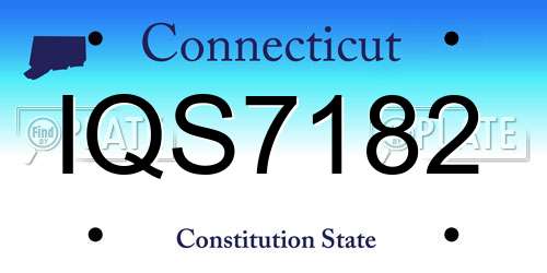 IQS7182 Connecticut License Plate