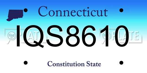 IQS8610 Connecticut License Plate