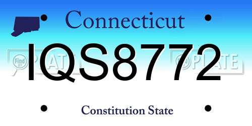 IQS8772 Connecticut License Plate