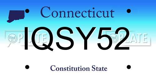 IQSY52 Connecticut License Plate