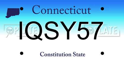 IQSY57 Connecticut License Plate