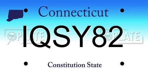 IQSY82 Connecticut License Plate