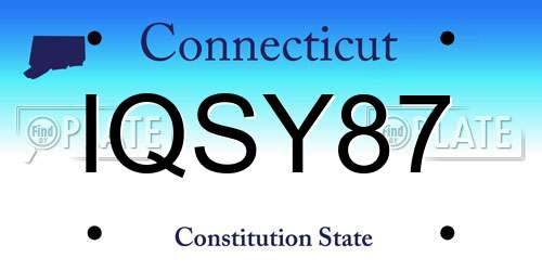 IQSY87 Connecticut License Plate