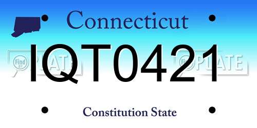 IQT0421 Connecticut License Plate