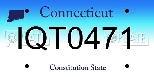 IQT0471 Connecticut License Plate