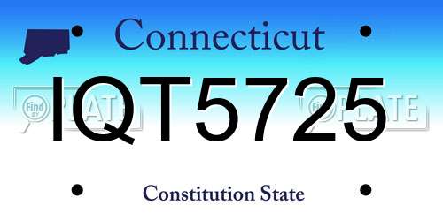 IQT5725 Connecticut License Plate