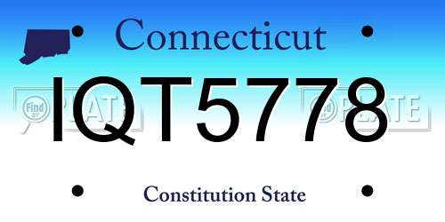 IQT5778 Connecticut License Plate