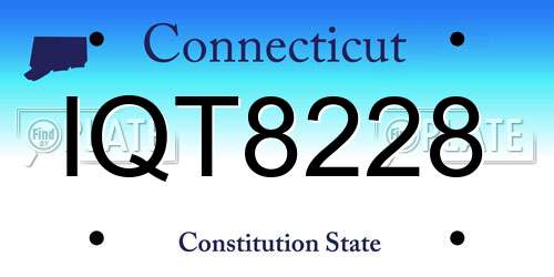 IQT8228 Connecticut License Plate