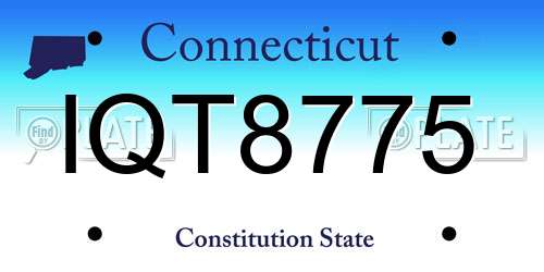 IQT8775 Connecticut License Plate