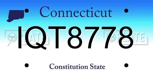 IQT8778 Connecticut License Plate