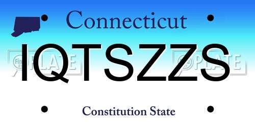 IQTSZZS Connecticut License Plate