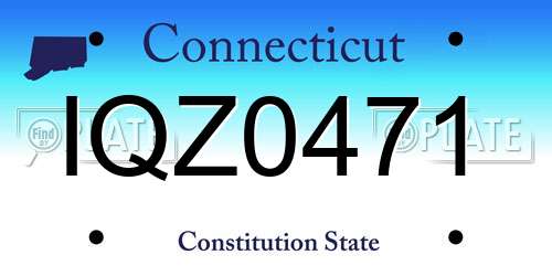 IQZ0471 Connecticut License Plate