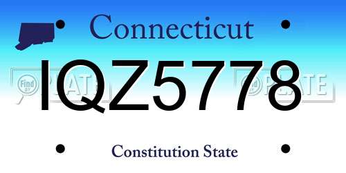IQZ5778 Connecticut License Plate