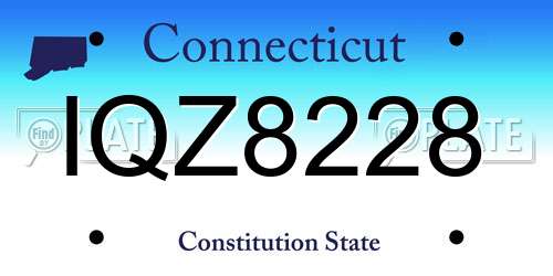 IQZ8228 Connecticut License Plate
