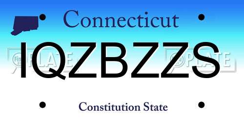 IQZBZZS Connecticut License Plate