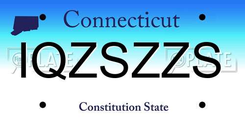 IQZSZZS Connecticut License Plate