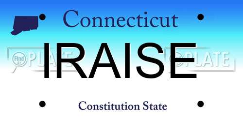 IRAISE Connecticut License Plate