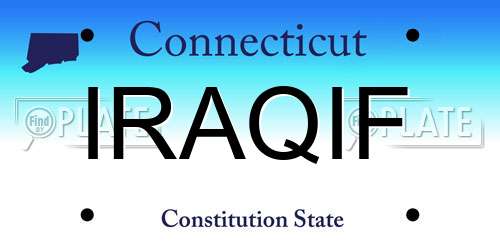 IRAQIF Connecticut License Plate