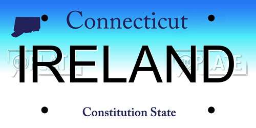 IRELAND Connecticut License Plate