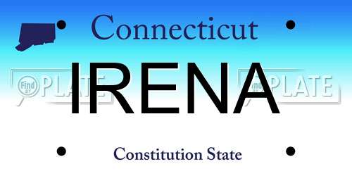 IRENA Connecticut License Plate