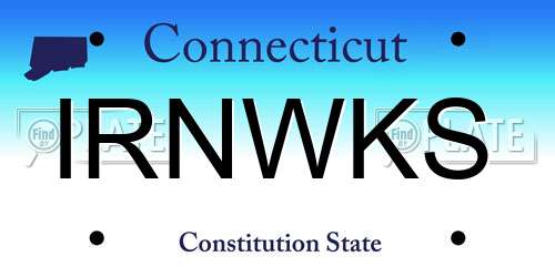 IRNWKS Connecticut License Plate