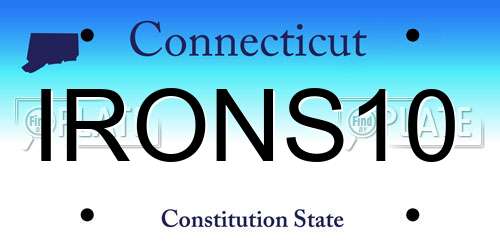 IRONS10 Connecticut License Plate