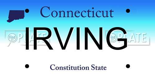 IRVING Connecticut License Plate
