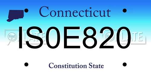 IS0E820 Connecticut License Plate